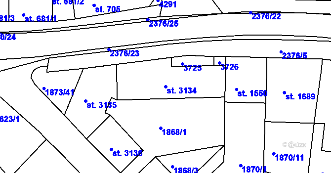 Parcela st. 3134 v KÚ Havlíčkův Brod, Katastrální mapa