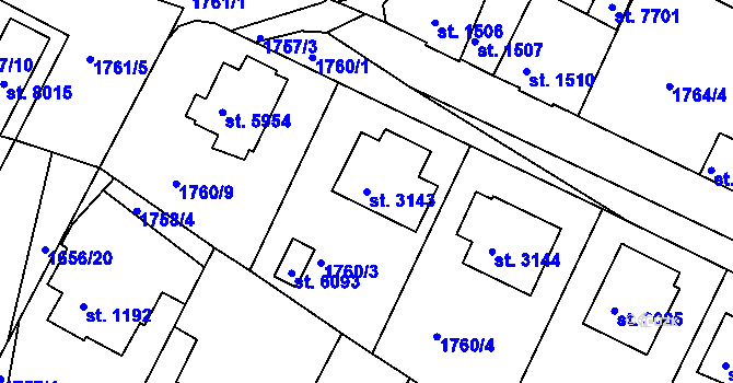 Parcela st. 3143 v KÚ Havlíčkův Brod, Katastrální mapa