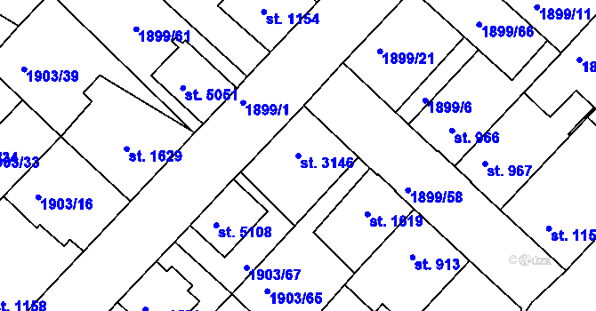 Parcela st. 3146 v KÚ Havlíčkův Brod, Katastrální mapa