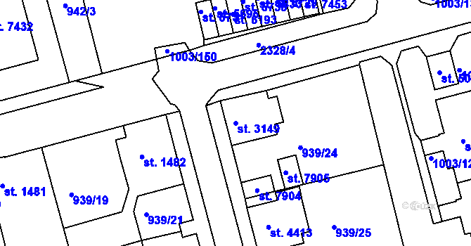 Parcela st. 3149 v KÚ Havlíčkův Brod, Katastrální mapa