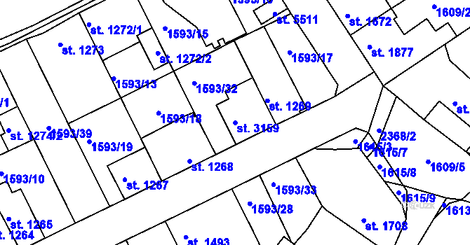 Parcela st. 3159 v KÚ Havlíčkův Brod, Katastrální mapa