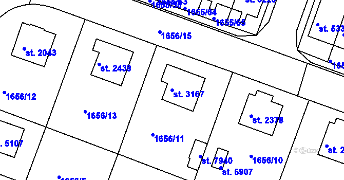 Parcela st. 3167 v KÚ Havlíčkův Brod, Katastrální mapa