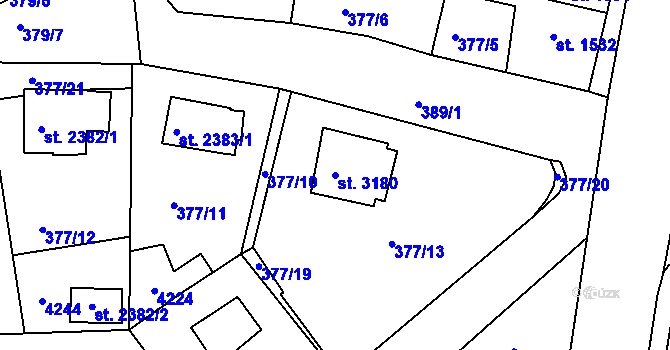 Parcela st. 3180 v KÚ Havlíčkův Brod, Katastrální mapa