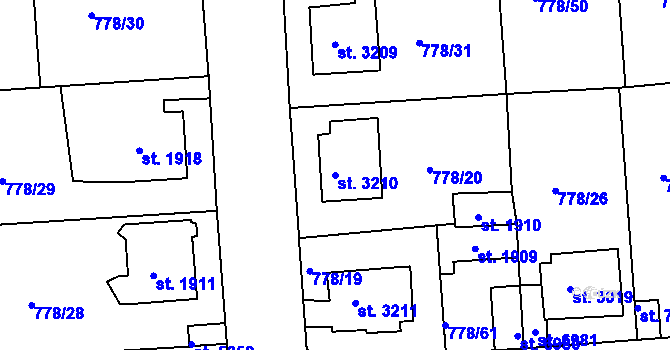 Parcela st. 3210 v KÚ Havlíčkův Brod, Katastrální mapa
