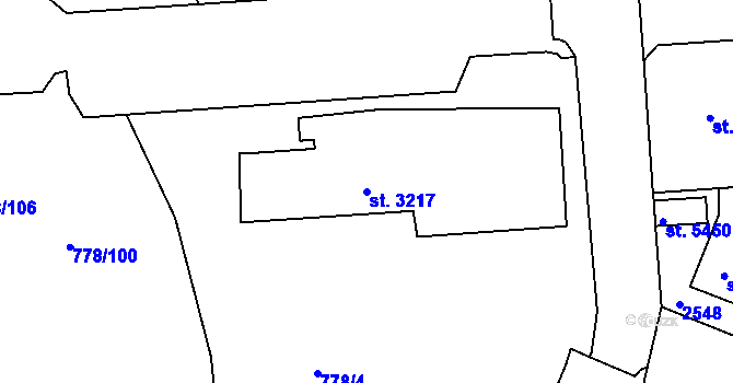 Parcela st. 3217 v KÚ Havlíčkův Brod, Katastrální mapa