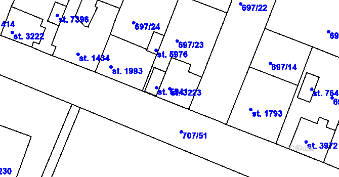 Parcela st. 3223 v KÚ Havlíčkův Brod, Katastrální mapa