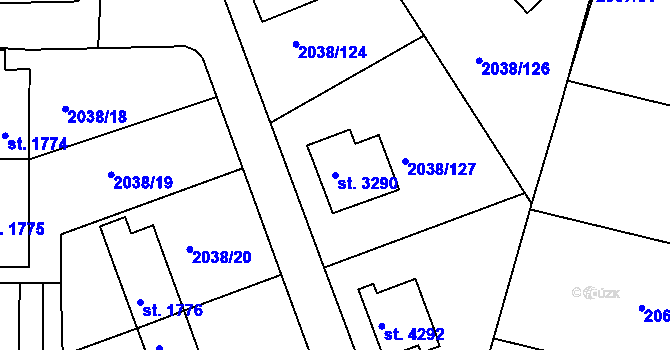 Parcela st. 3290 v KÚ Havlíčkův Brod, Katastrální mapa