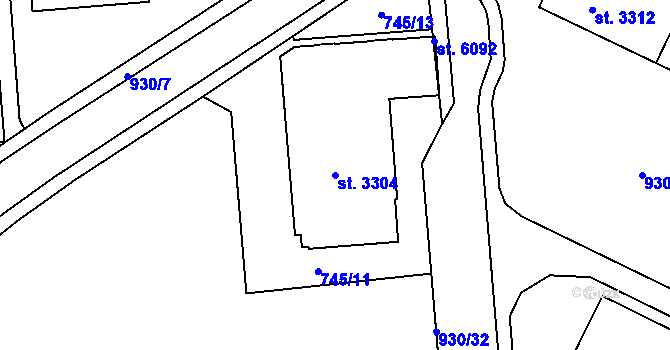 Parcela st. 3304 v KÚ Havlíčkův Brod, Katastrální mapa