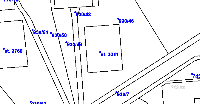 Parcela st. 3311 v KÚ Havlíčkův Brod, Katastrální mapa