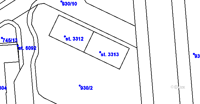 Parcela st. 3313 v KÚ Havlíčkův Brod, Katastrální mapa