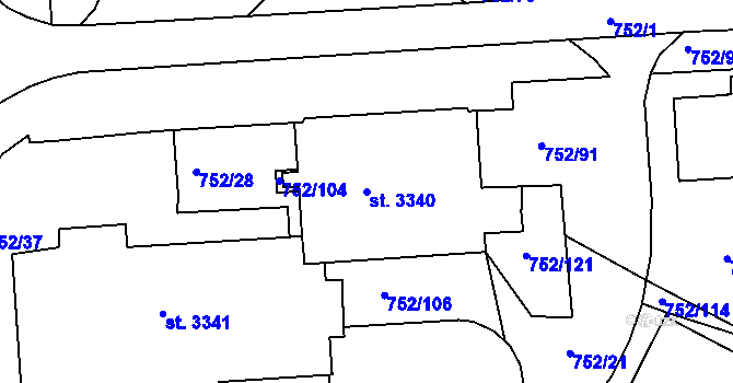 Parcela st. 3340 v KÚ Havlíčkův Brod, Katastrální mapa