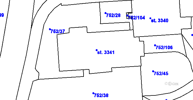 Parcela st. 3341 v KÚ Havlíčkův Brod, Katastrální mapa