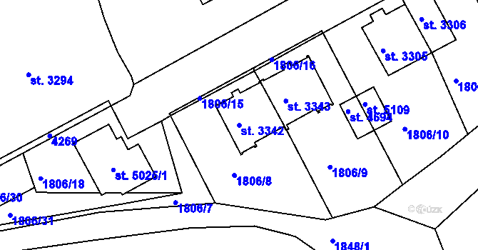 Parcela st. 3342 v KÚ Havlíčkův Brod, Katastrální mapa