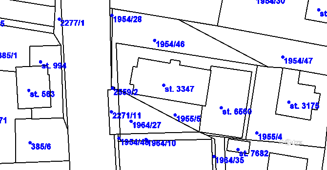 Parcela st. 3347 v KÚ Havlíčkův Brod, Katastrální mapa