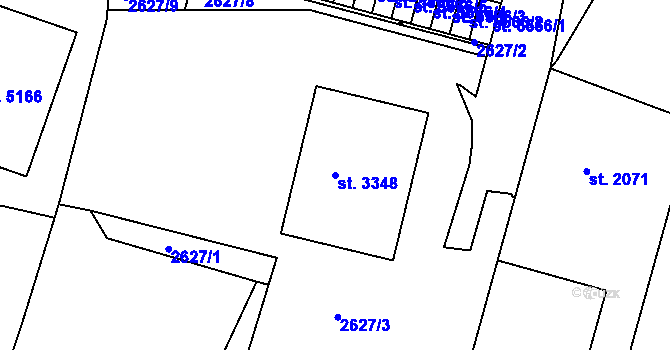 Parcela st. 3348 v KÚ Havlíčkův Brod, Katastrální mapa