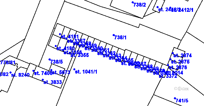 Parcela st. 3363 v KÚ Havlíčkův Brod, Katastrální mapa