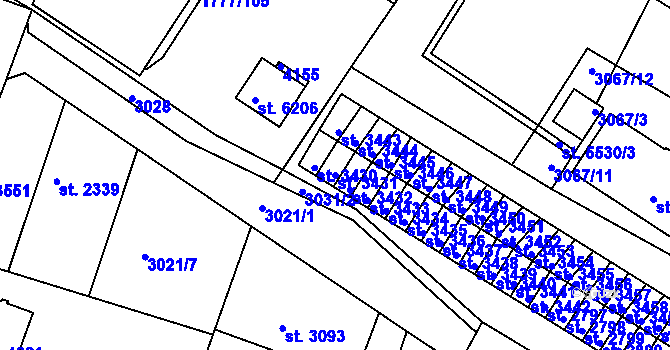 Parcela st. 3431 v KÚ Havlíčkův Brod, Katastrální mapa
