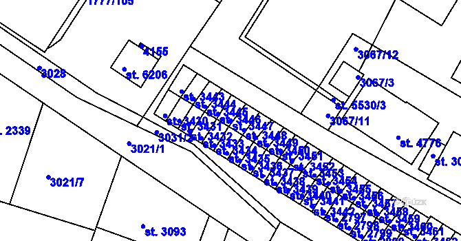 Parcela st. 3447 v KÚ Havlíčkův Brod, Katastrální mapa