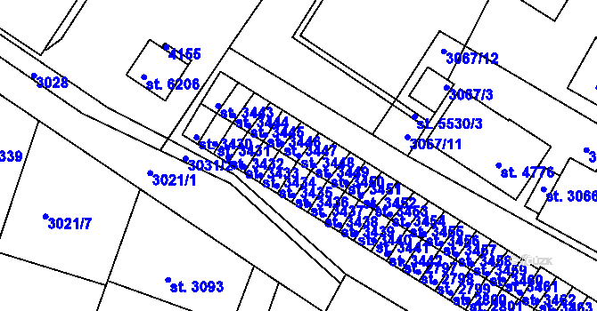 Parcela st. 3448 v KÚ Havlíčkův Brod, Katastrální mapa