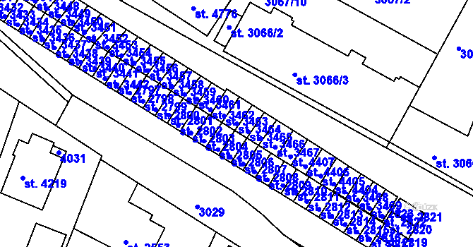 Parcela st. 3464 v KÚ Havlíčkův Brod, Katastrální mapa