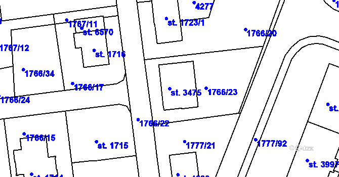 Parcela st. 3475 v KÚ Havlíčkův Brod, Katastrální mapa