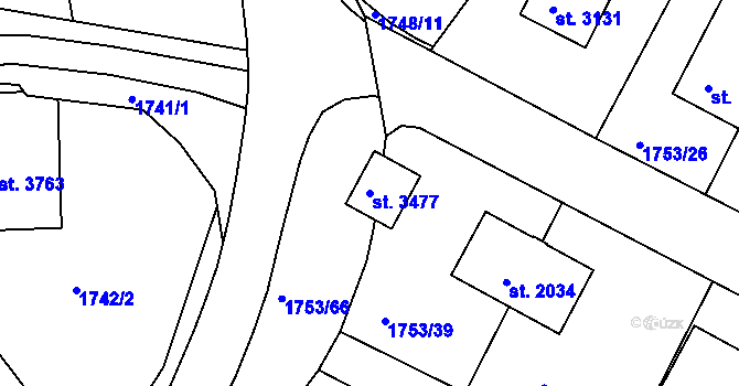 Parcela st. 3477 v KÚ Havlíčkův Brod, Katastrální mapa