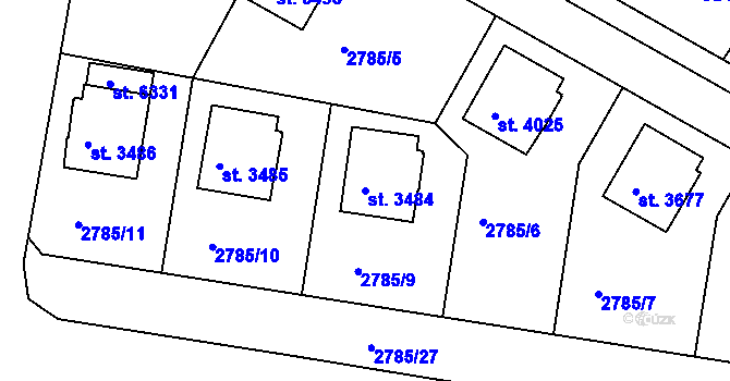 Parcela st. 3484 v KÚ Havlíčkův Brod, Katastrální mapa