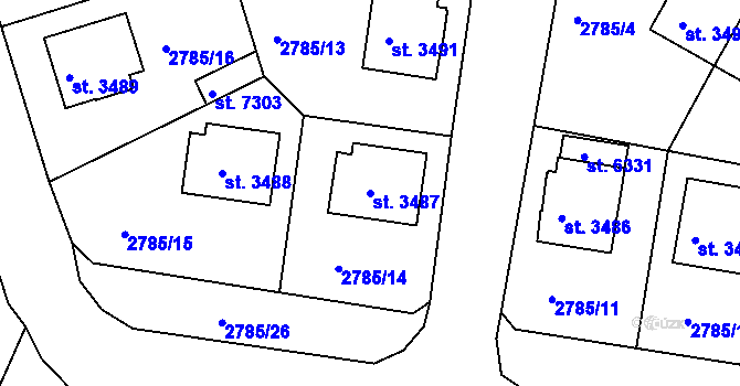 Parcela st. 3487 v KÚ Havlíčkův Brod, Katastrální mapa