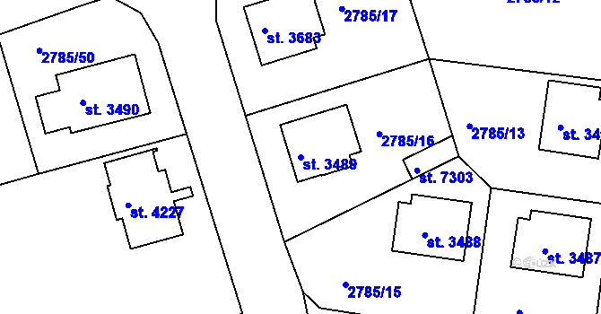 Parcela st. 3489 v KÚ Havlíčkův Brod, Katastrální mapa