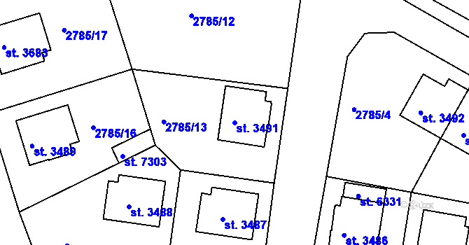 Parcela st. 3491 v KÚ Havlíčkův Brod, Katastrální mapa