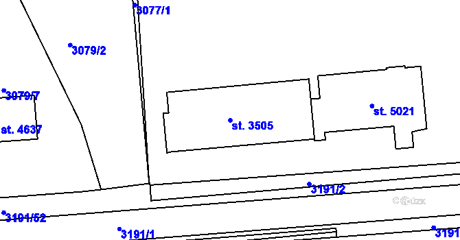 Parcela st. 3505 v KÚ Havlíčkův Brod, Katastrální mapa