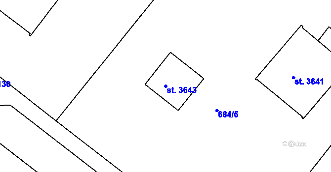 Parcela st. 3643 v KÚ Havlíčkův Brod, Katastrální mapa