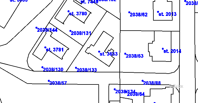 Parcela st. 3653 v KÚ Havlíčkův Brod, Katastrální mapa