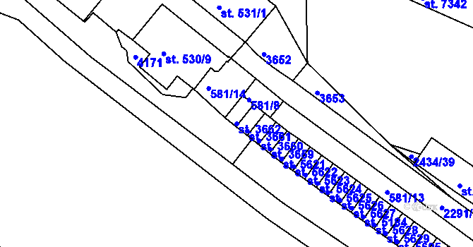 Parcela st. 3662 v KÚ Havlíčkův Brod, Katastrální mapa