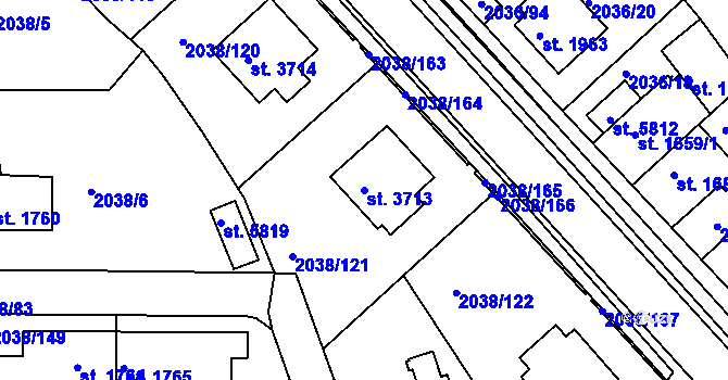 Parcela st. 3713 v KÚ Havlíčkův Brod, Katastrální mapa