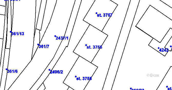 Parcela st. 3756 v KÚ Havlíčkův Brod, Katastrální mapa