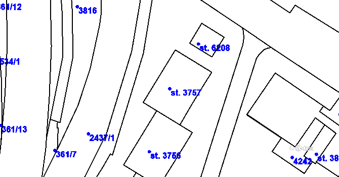 Parcela st. 3757 v KÚ Havlíčkův Brod, Katastrální mapa