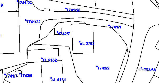 Parcela st. 3763 v KÚ Havlíčkův Brod, Katastrální mapa