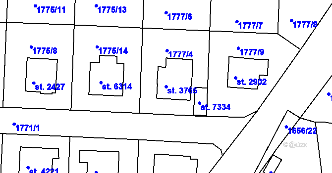 Parcela st. 3765 v KÚ Havlíčkův Brod, Katastrální mapa