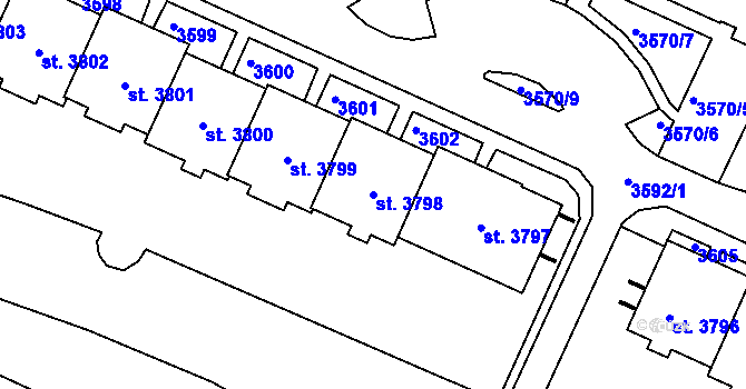 Parcela st. 3798 v KÚ Havlíčkův Brod, Katastrální mapa