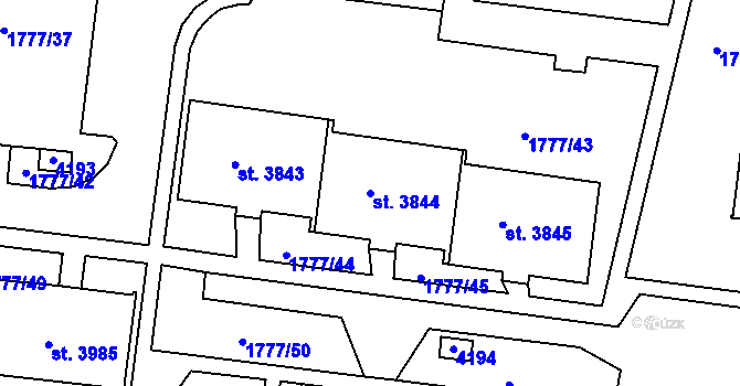 Parcela st. 3844 v KÚ Havlíčkův Brod, Katastrální mapa