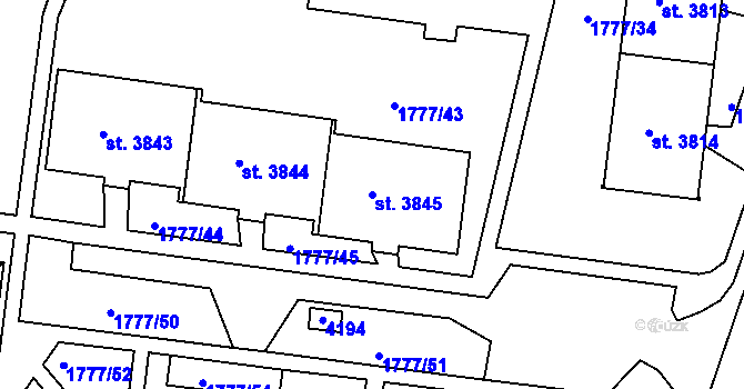 Parcela st. 3845 v KÚ Havlíčkův Brod, Katastrální mapa