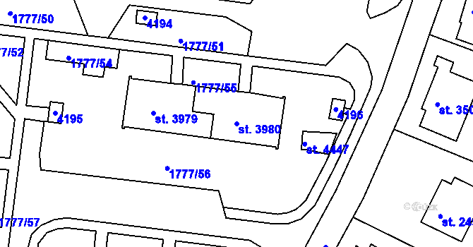 Parcela st. 3980 v KÚ Havlíčkův Brod, Katastrální mapa