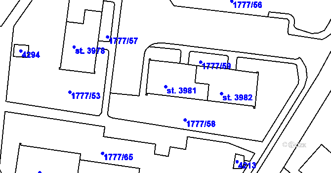 Parcela st. 3981 v KÚ Havlíčkův Brod, Katastrální mapa
