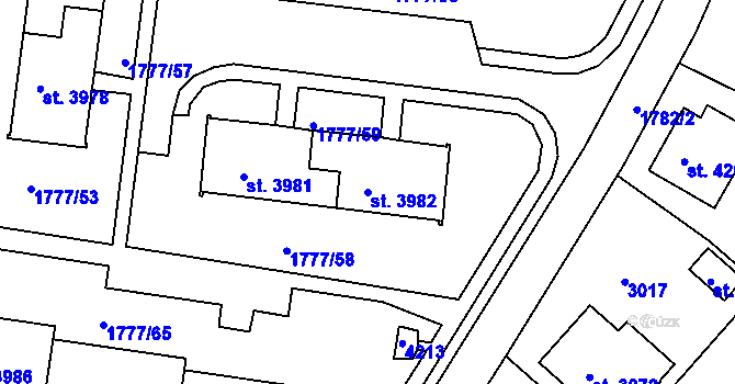 Parcela st. 3982 v KÚ Havlíčkův Brod, Katastrální mapa