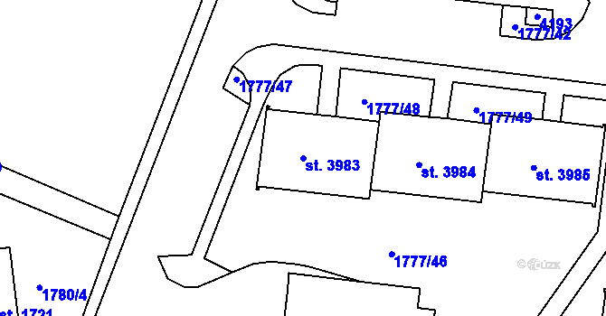 Parcela st. 3983 v KÚ Havlíčkův Brod, Katastrální mapa