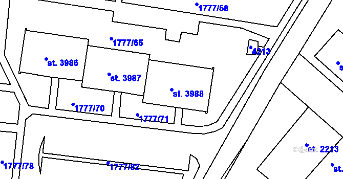 Parcela st. 3988 v KÚ Havlíčkův Brod, Katastrální mapa