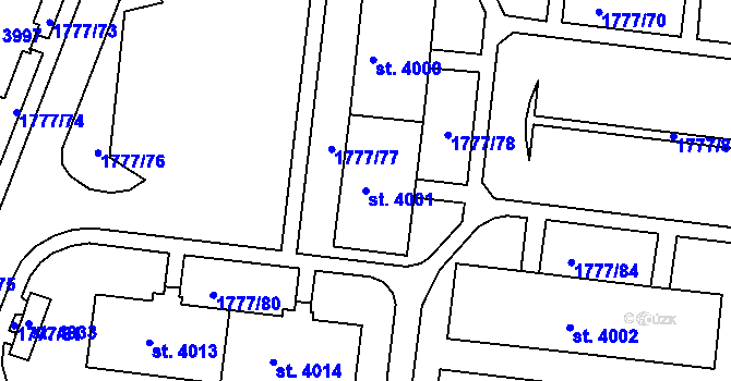 Parcela st. 4001 v KÚ Havlíčkův Brod, Katastrální mapa