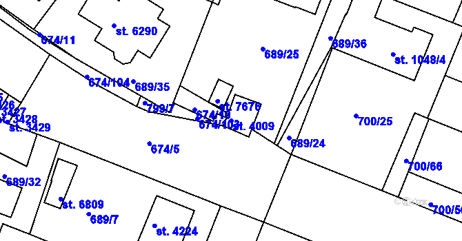 Parcela st. 4009 v KÚ Havlíčkův Brod, Katastrální mapa