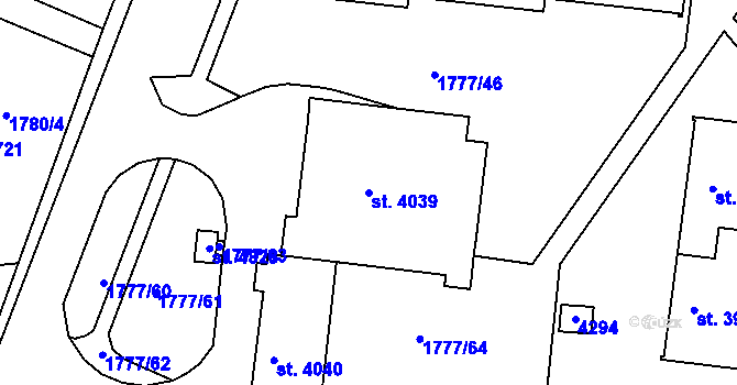 Parcela st. 4039 v KÚ Havlíčkův Brod, Katastrální mapa